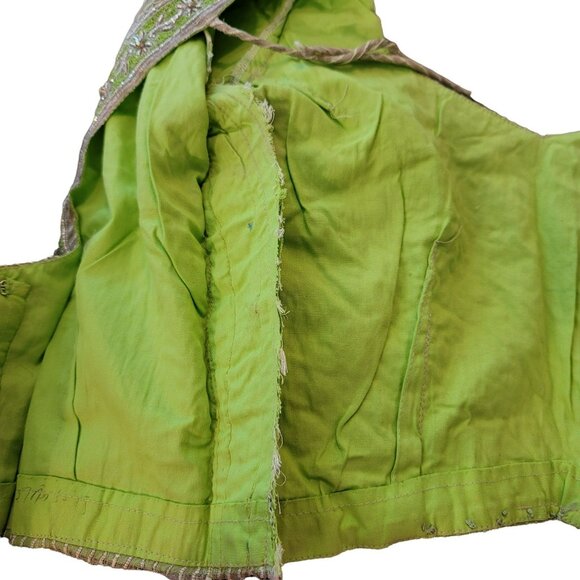 Womans Top Lime Green Silver Beaded Embellished Belly Dancing Anita Patel JJ1609 - Picture 5 of 8